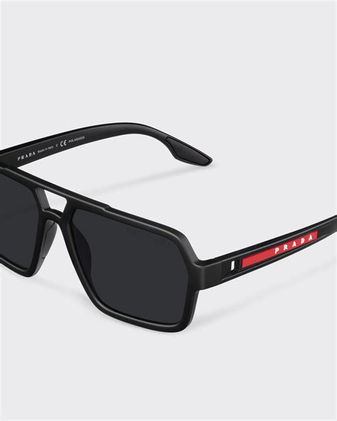 prada sunglasses sps 01n black gai5z1 sps01n|Lens: Black Linea Rossa Eyewear Collection sunglasses .